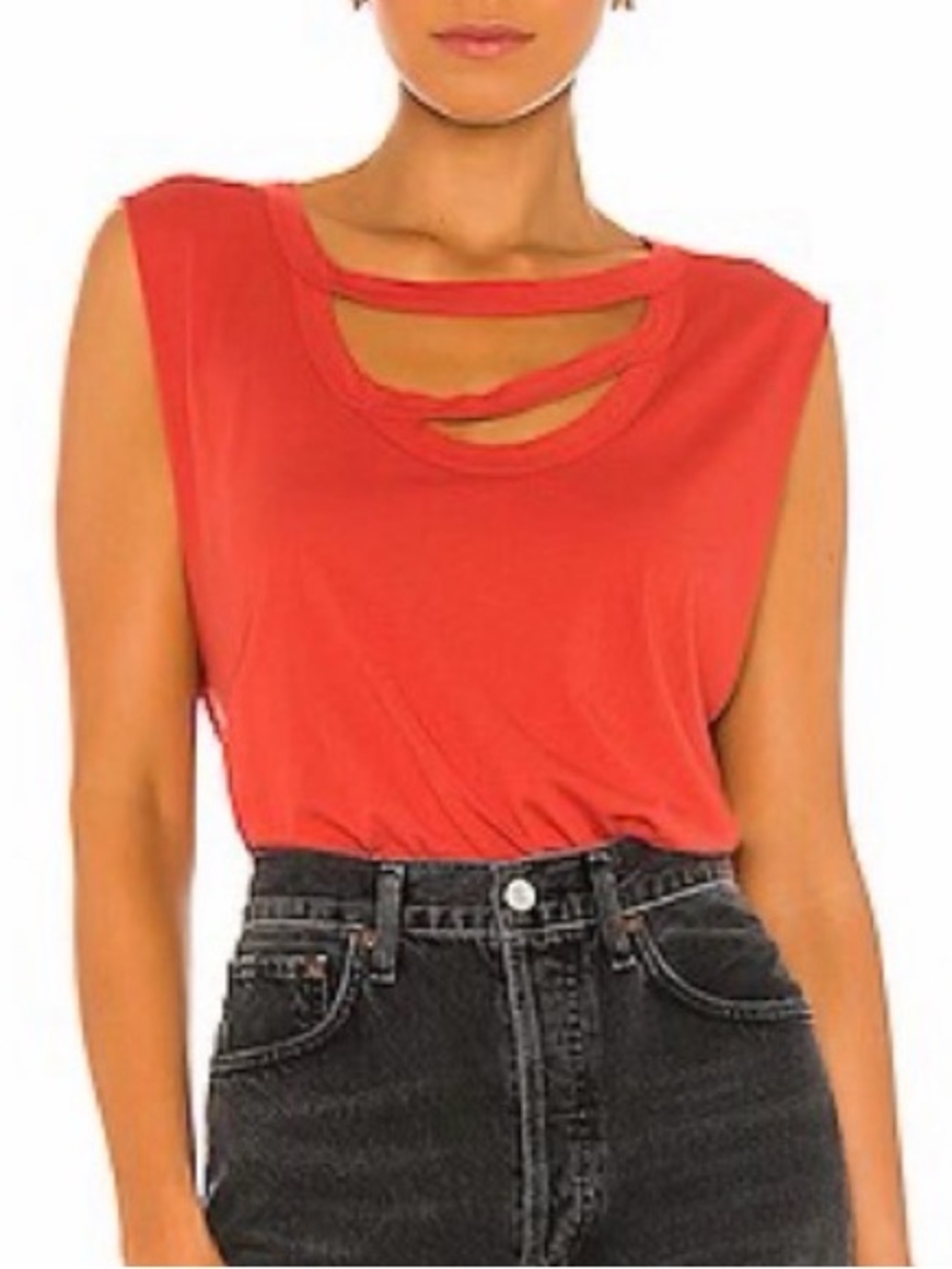 LAmade Bold Red Cutout Muscle Tank Top